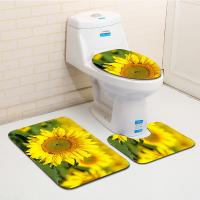 China Polyester Sunflower Toilet Seat Cushion Toilet Lid Cover Set factory