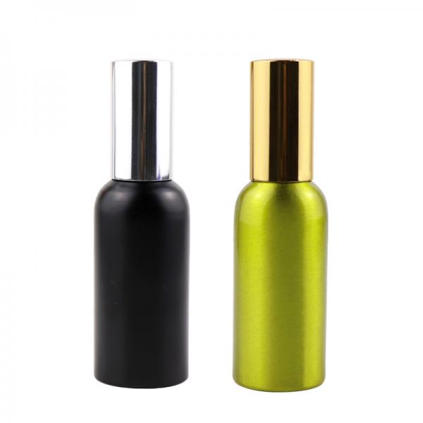 Quality Metal Press Pump Golden Matte Black Aluminum Bottle For Cosmetics for sale