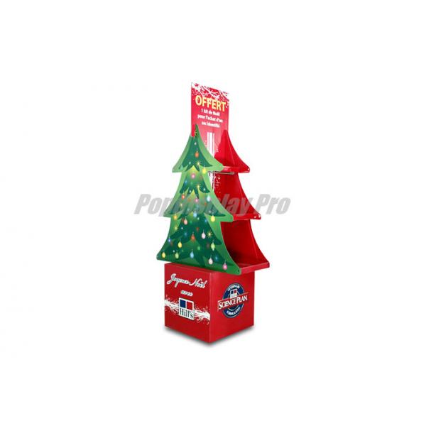 Quality Light Duty Cardboard Floor Display Stands Stylish Christmas Tree Shaped for sale