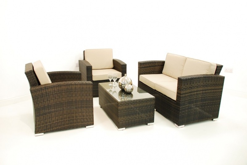 China Rattan garden furniture 2+1+1 sofa coffee table factory
