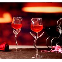 China Special Rose Shape Juice Beverage Cocktail Glass Bottle Transparent 180ml For Bar factory