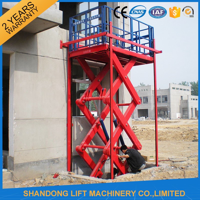 CE 3T 4.5M Stationary Hydraulic Scissor Auto Cargo Lift Platform