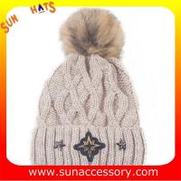 China QF17021 Sun Accessory customized wholesale knitted beanie caps and hats with Pom pom  ,caps in stock MOQ only 3 pcs factory