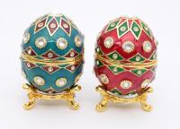 China Faberge Egg Style Decorative Enameled Trinket Box Classic Russian Egg Jewelry Box Collectibles Unique Easter Egg Gift factory