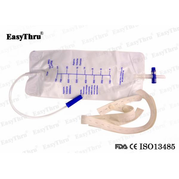 Quality 750ml PVC Disposable Urine Bag Nontoxic With Cross Valve Elastic Bandage for sale