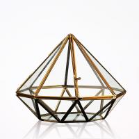 China Copper Pyramid Glass Homeware Hanging Terrarium Tabletop Vase For decoration for sale