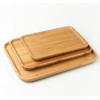 Quality Renewable Bamboo Rectangular Tray , Natural Wooden Food Plate Raised Edge Design for sale