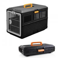 China Foldable Plastic Pet Travel Flight Carrier Portable Pet Crate Traveling Dog Cage Box factory