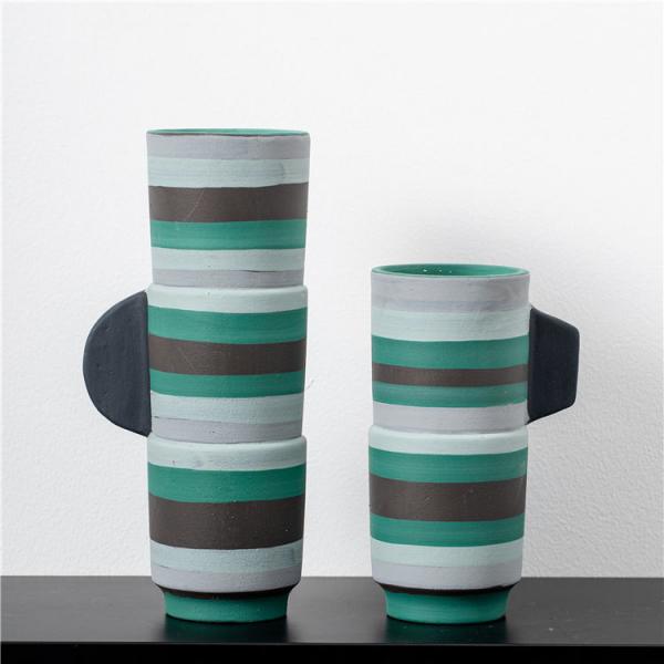 Quality Modern minimalist design art ornament handmade stripe tall vases home tabletop for sale