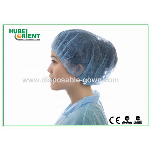 Quality Dustproof Non-Woven Bouffant Cap / Surgical Bouffant Caps With Single Elastic for sale