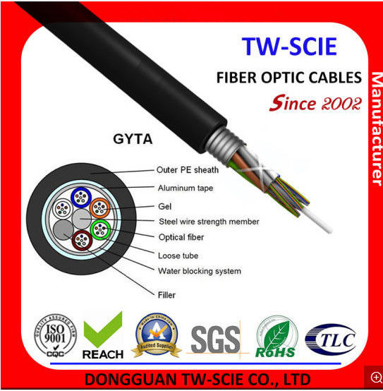 Quality 1-144 Core GYTA G652D Shielded Loose Tube Stranded Fiber Optic Cable Longer Life for sale