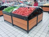 China supermarket wooden vegetables display table furniture factory