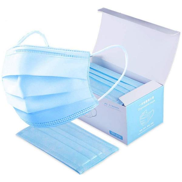 Quality Blue Non Woven Disposable Face Mask 3-Ply Protection For Industry / Hotel for sale