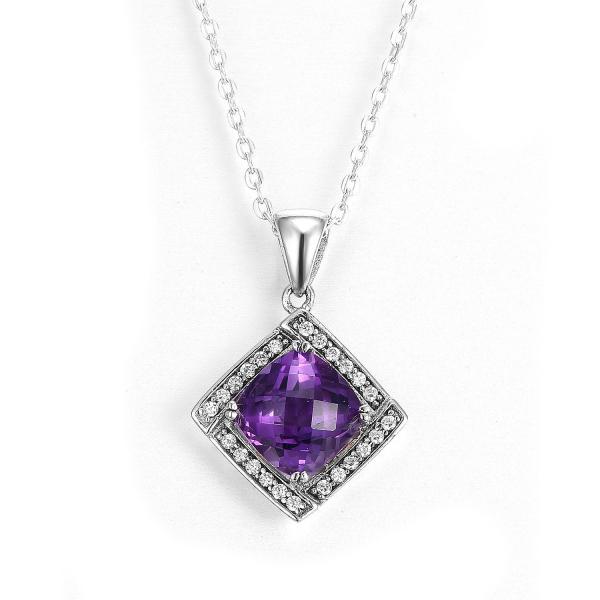 Quality 10mm 925 Silver Gemstone Pendant Rhodium Plated Purple for sale