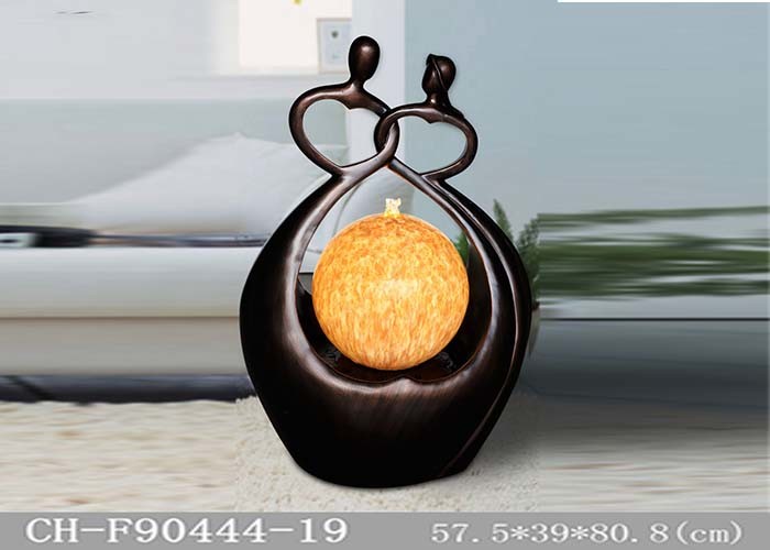 China Brown Gold Polyresin Indoor Fountain Lights With Middle Ball factory