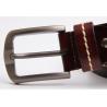 China Custom Logo Dark Brown Leather Mens Casual Belts For Jeans Colorful Stitching 100 - 140cm Length factory