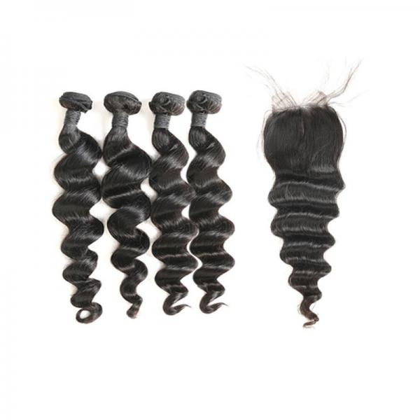 Quality Long 9A Virgin Indian Curly Hair With Closure 4 Bundles CE Certification for sale