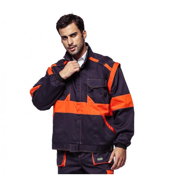 Quality Contrast Color Orange Industrial Work Jackets 100% Cotton With Detachable for sale