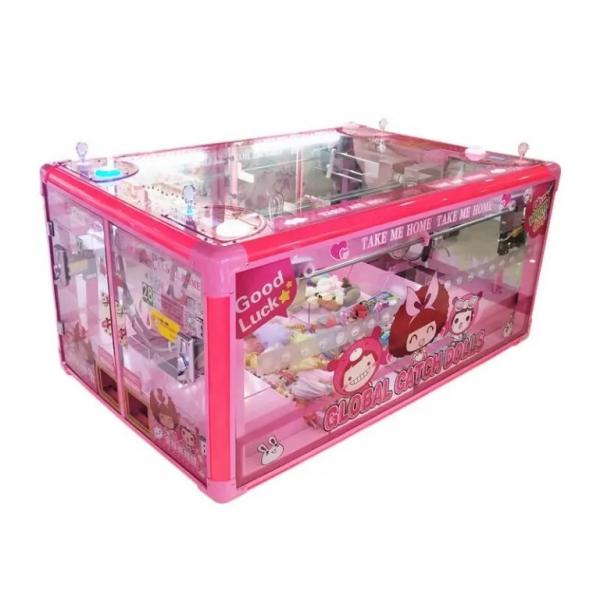 Quality 4 Player Prize Cube Claw Machine Pink Color With Attractive Light 5 Inches Claw for sale