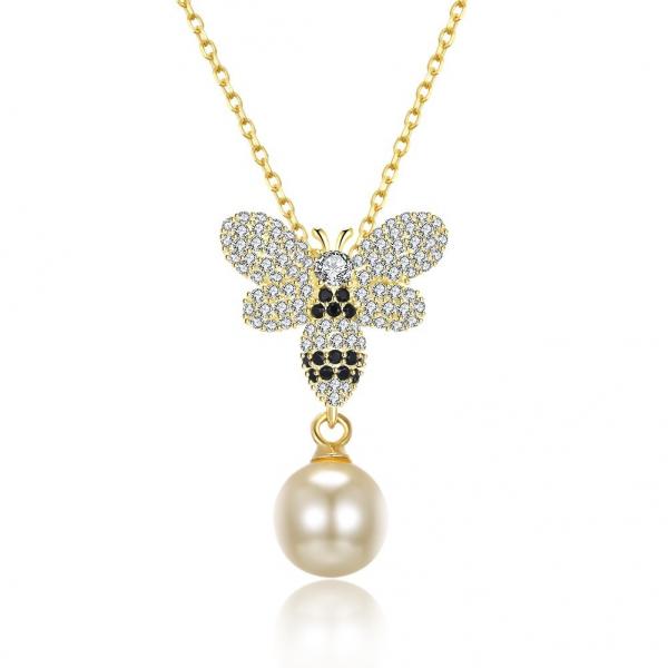 Quality Fashion ODM Butterfly Crystal 0.27in Pearl 3.93g Sterling Silver Jewelry Necklaces for sale