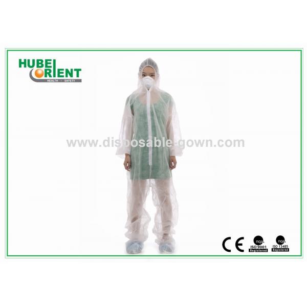 Quality Acid Resistant White Disposable Coveralls Work Protective Clothing With Hood For for sale