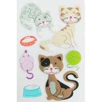 Quality Blue Lovely Puffy Cat Stickers , Kawaii Animal Stickers For Desk / Wall Decor for sale