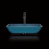 Quality Toughened Blue Glass Bowl Sink Blue Rectangle Above Counter 460mm Length for sale