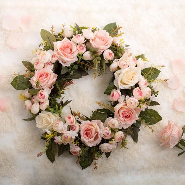 Quality ODM Artificial Bridal Bouquet Rose And Eucalyptus Wreath for sale