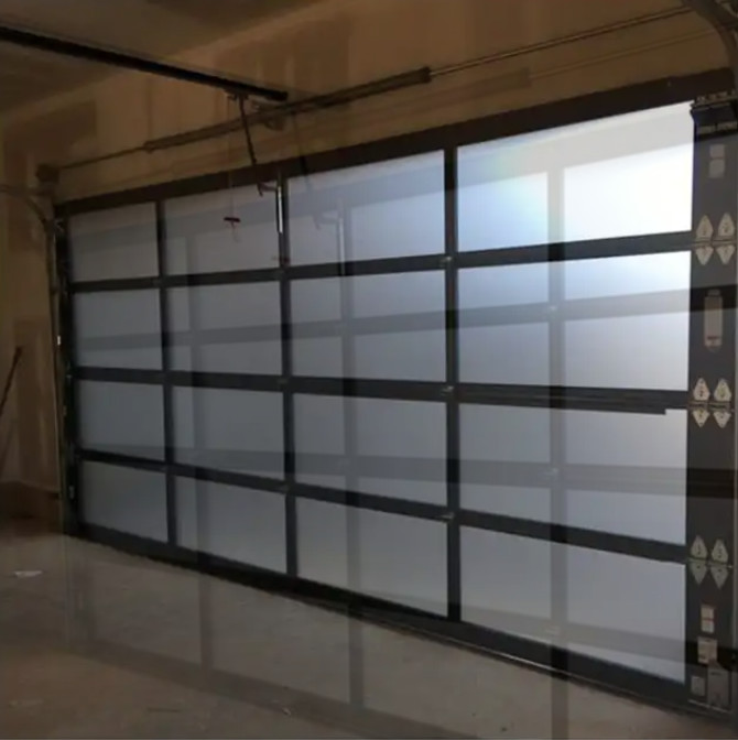 China Modern Aluminum Sectional Door White/Brown/Grey Alloy Sound Insulation Door Automatic Opening Transparent Glass Door factory