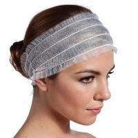 China Disposable Non Woven Elastic Hairbands Premium PP Ruffled Headband White Black Pink for Spa Facials factory