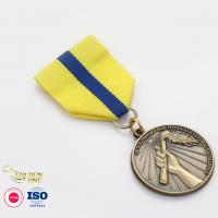 China Zinc Alloy Antique Gold Medal , Metal Sports 3D Raised Round Award Medals And Ribbons factory