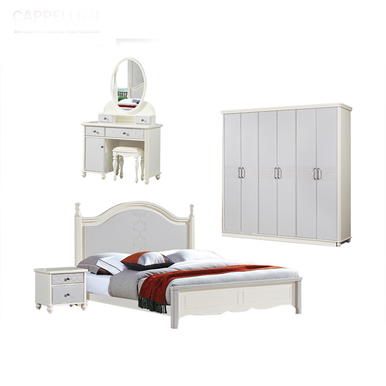 China MDF PU Real Wood European Style Bedroom Furniture Sets 2000mm factory