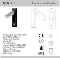 China Interior IP40 recessed modern bedside wall light 3W LED wall light/led reading lamp headboard wall light factory