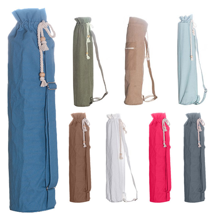 China 70×14cm Eco friendly Cotton Canvas Drawstring Yoga Mat Carrying bag factory