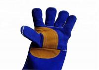 China Blue Leather Welding Gloves , Industry Protective Working Safety Gloves factory