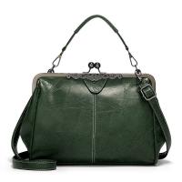 China Luxury Shoulder Green Retro Dumpling PU Leather Handbag factory
