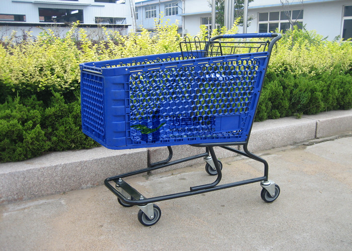 China Heavy Duty Metal Shopping Trolley Folding 4 Wheel Supermarket Shopping Carts for sale