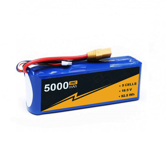 Quality Safe High Rate 5s 5000mah Lipo Battery 18.5V 25C 50C Lipo Battery for sale