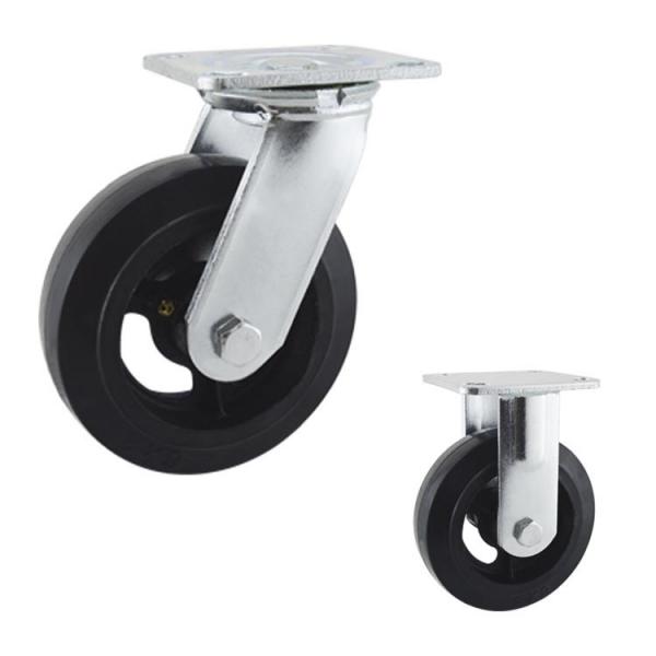Quality Rubber 150mm 510lbs Loading Heavy Duty Casters With Side Brake for sale