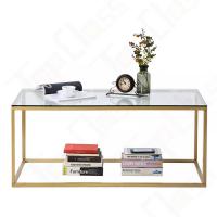 China Gold Tempered Glass Table 220*120*75cm Home Goods Coffee Tables factory