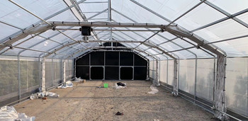 Quality 8m Wide PEP Film Automated Light Deprivation Greenhouse Top And Sides Ventilation for sale