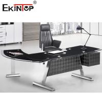 China Sleek White Black Glass Desk Modern CEO Executive Office Furniture for sale
