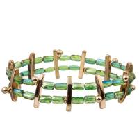China Handmade Green Glass Seed Bead Stretchy Crystal Dainty Bracelet Stackable factory