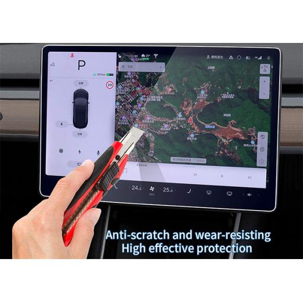 Quality For Tesla Model 3 Y 9H hardness Safe anti shatter Center Control Touch Screen Car Navigation Tempered Glass Screen for sale