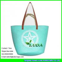 China LUDA 2016 popular beach bag white logo printed seagrass painted beach straw bags factory