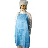 China White Blue ESD Apron Antistatic One Size Fits All One Pocket 98% Polyester 2% Carbon Fiber for sale