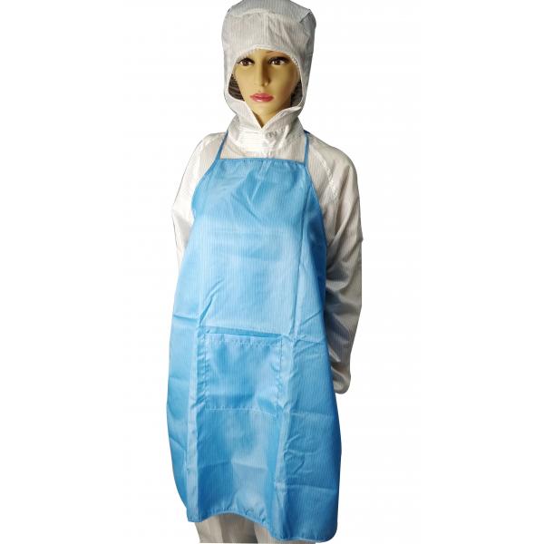 Quality White Blue ESD Apron Antistatic One Size Fits All One Pocket 98% Polyester 2% Carbon Fiber for sale