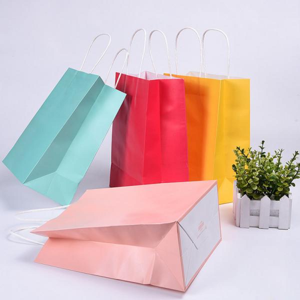 Quality Elegant Stylish Brown Paper Carrier Bags , Colored Paper Bags With Handles for sale