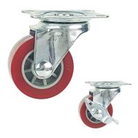 China Light Duty Swivel Plate Red Polyurethane PU Caster Wheels For Shelves factory