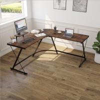 China Reversible Corner L Shaped Computer Desk Brown For Home Office factory